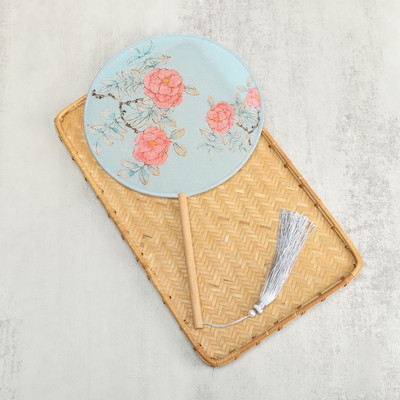 Vintažinio stiliaus šilko vėduoklė kinų klasikinė išsiuvinėta apvali vėduoklė Namų dekoravimo papuošalai Vestuvių šokių rankų ventiliatorius