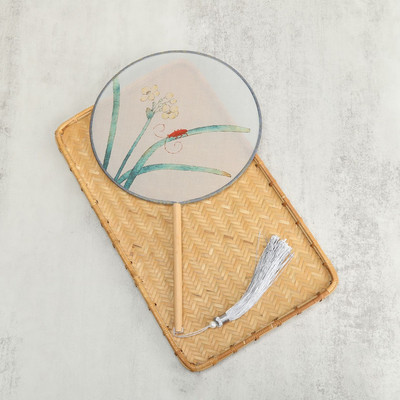 Vintažinio stiliaus šilko vėduoklė kinų klasikinė išsiuvinėta apvali vėduoklė Namų dekoravimo papuošalai Vestuvių šokių rankų ventiliatorius