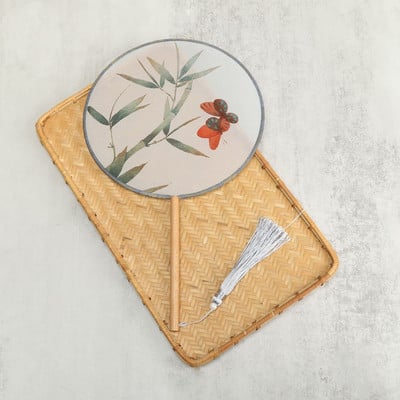 Vintažinio stiliaus šilko vėduoklė kinų klasikinė išsiuvinėta apvali vėduoklė Namų dekoravimo papuošalai Vestuvių šokių rankų ventiliatorius