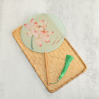 Vintažinio stiliaus šilko vėduoklė kinų klasikinė išsiuvinėta apvali vėduoklė Namų dekoravimo papuošalai Vestuvių šokių rankų ventiliatorius