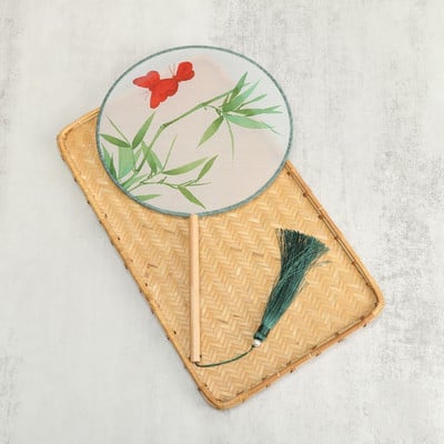 Vintažinio stiliaus šilko vėduoklė kinų klasikinė išsiuvinėta apvali vėduoklė Namų dekoravimo papuošalai Vestuvių šokių rankų ventiliatorius