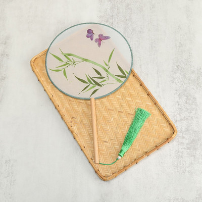 Vintažinio stiliaus šilko vėduoklė kinų klasikinė išsiuvinėta apvali vėduoklė Namų dekoravimo papuošalai Vestuvių šokių rankų ventiliatorius