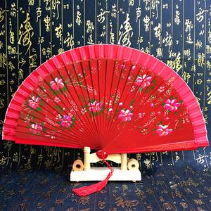 Kétoldalas összehajtható kézi festés legyező Cheongsam show táncelőadás Fan Lady kézi legyező előadás kellékek abanicos para boda