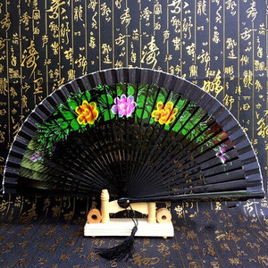 Kétoldalas összehajtható kézi festés legyező Cheongsam show táncelőadás Fan Lady kézi legyező előadás kellékek abanicos para boda