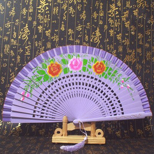 Kétoldalas összehajtható kézi festés legyező Cheongsam show táncelőadás Fan Lady kézi legyező előadás kellékek abanicos para boda