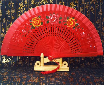 Kétoldalas összehajtható kézi festés legyező Cheongsam show táncelőadás Fan Lady kézi legyező előadás kellékek abanicos para boda