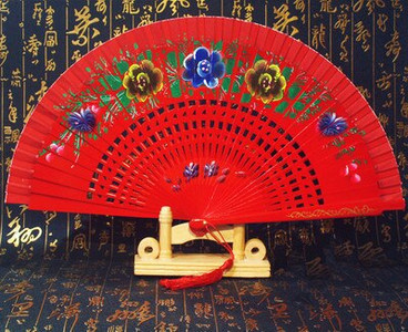 Kétoldalas összehajtható kézi festés legyező Cheongsam show táncelőadás Fan Lady kézi legyező előadás kellékek abanicos para boda