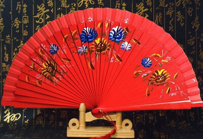 Kétoldalas összehajtható kézi festés legyező Cheongsam show táncelőadás Fan Lady kézi legyező előadás kellékek abanicos para boda