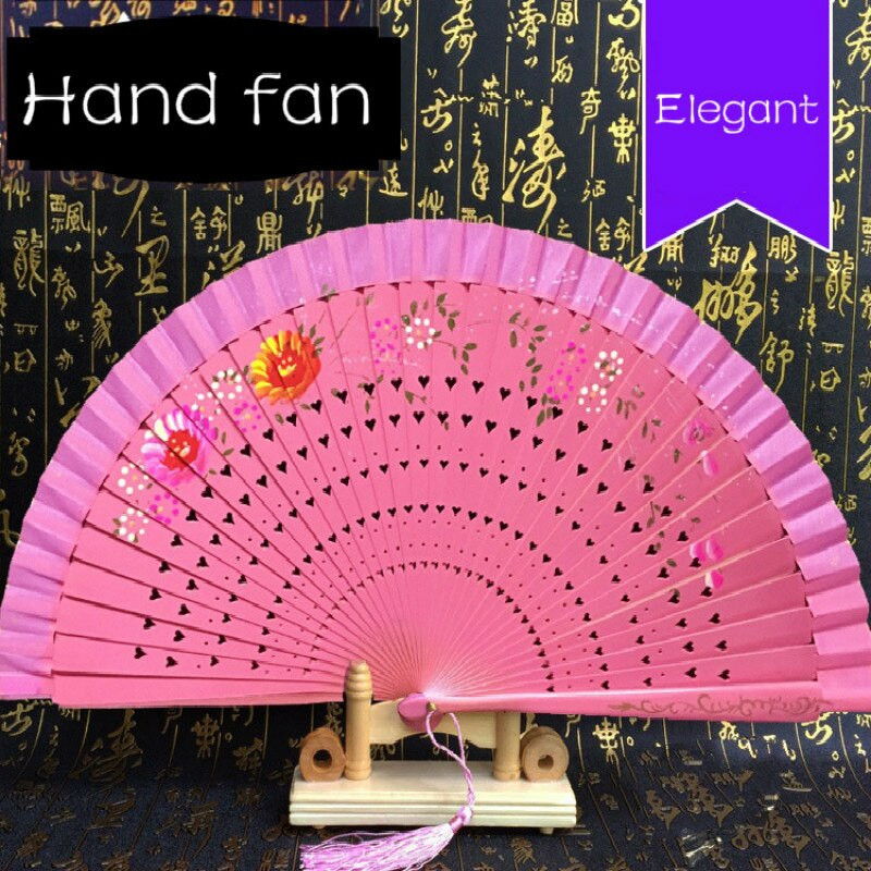 Kétoldalas összehajtható kézi festés legyező Cheongsam show táncelőadás Fan Lady kézi legyező előadás kellékek abanicos para boda