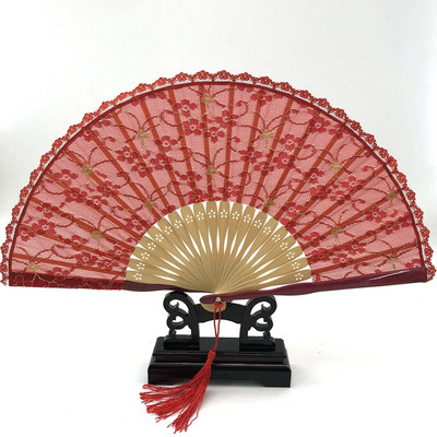 Hiina stiilis dekoratiivsed bambusest lehvikud pitskangas siidist kokkupandav käeshoitavad tantsufännid lillepeo pulmapidu