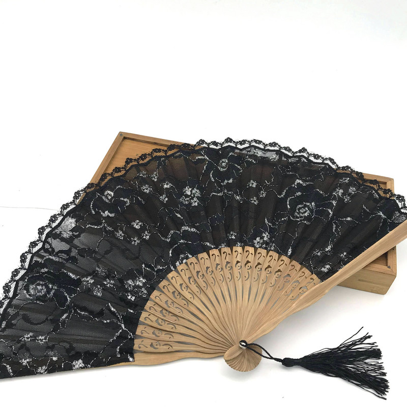 Hiina stiilis dekoratiivsed bambusest lehvikud pitskangas siidist kokkupandav käeshoitavad tantsufännid lillepeo pulmapidu