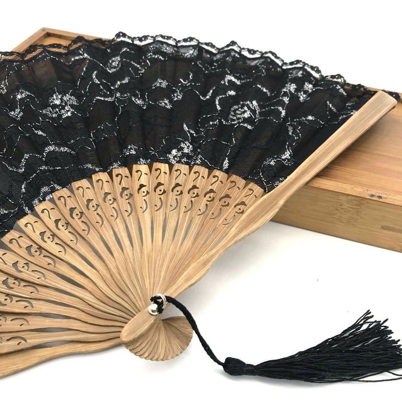 Hiina stiilis dekoratiivsed bambusest lehvikud pitskangas siidist kokkupandav käeshoitavad tantsufännid lillepeo pulmapidu