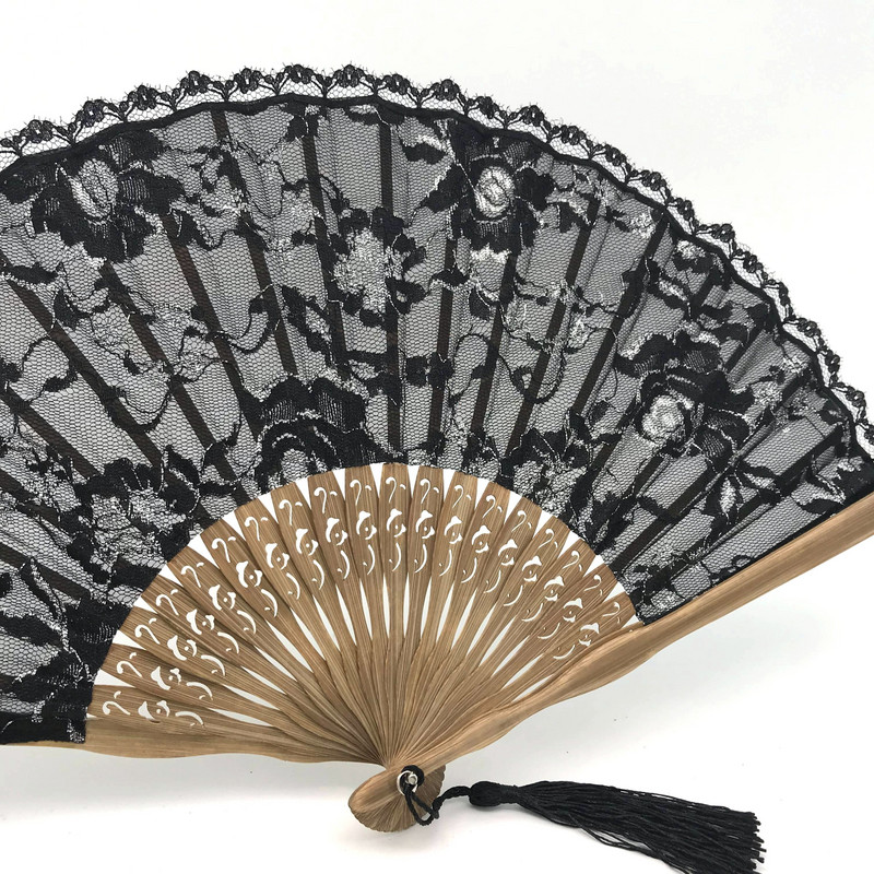 Hiina stiilis dekoratiivsed bambusest lehvikud pitskangas siidist kokkupandav käeshoitavad tantsufännid lillepeo pulmapidu