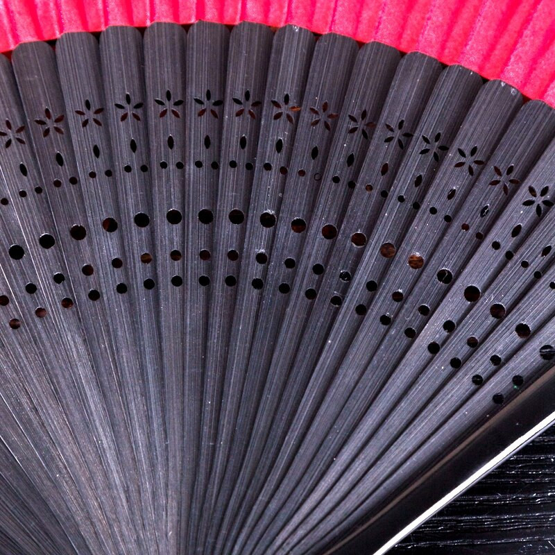 Ventilator pliabil, roșu, pentru femei, pictat manual, în stil chinezesc. Ventilator de dans portabil