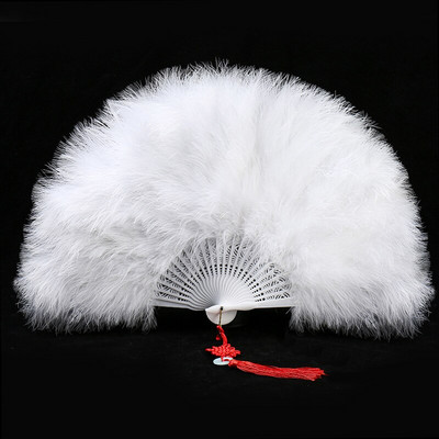 Ventilator cu pene îngroșat Cheongsam Catwalk Performanță pe scenă Evantai de dans în stil antic Evantai de dans de pluș Ventilator pliabil Recuzită de pluș