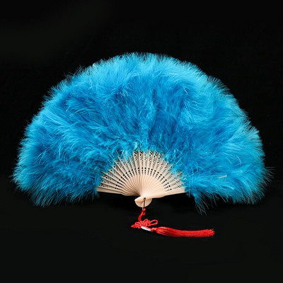 Ventilator cu pene îngroșat Cheongsam Catwalk Performanță pe scenă Evantai de dans în stil antic Evantai de dans de pluș Ventilator pliabil Recuzită de pluș