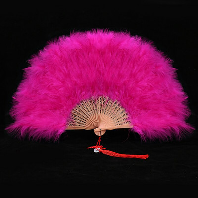 Ventilator cu pene îngroșat Cheongsam Catwalk Performanță pe scenă Evantai de dans în stil antic Evantai de dans de pluș Ventilator pliabil Recuzită de pluș
