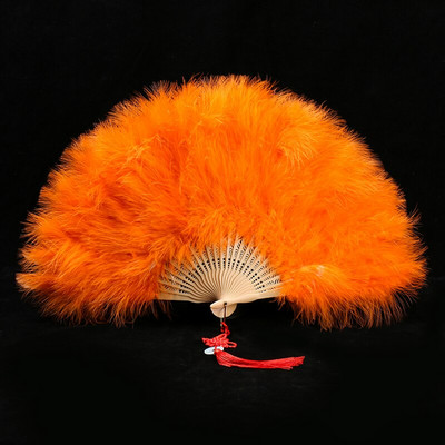 Ventilator cu pene îngroșat Cheongsam Catwalk Performanță pe scenă Evantai de dans în stil antic Evantai de dans de pluș Ventilator pliabil Recuzită de pluș