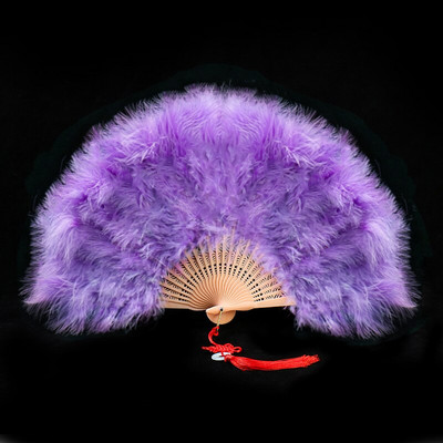 Ventilator cu pene îngroșat Cheongsam Catwalk Performanță pe scenă Evantai de dans în stil antic Evantai de dans de pluș Ventilator pliabil Recuzită de pluș