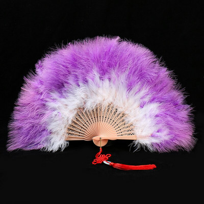 Ventilator cu pene îngroșat Cheongsam Catwalk Performanță pe scenă Evantai de dans în stil antic Evantai de dans de pluș Ventilator pliabil Recuzită de pluș