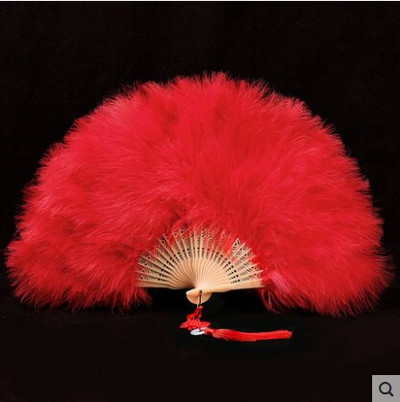 Ventilator cu pene îngroșat Cheongsam Catwalk Performanță pe scenă Evantai de dans în stil antic Evantai de dans de pluș Ventilator pliabil Recuzită de pluș