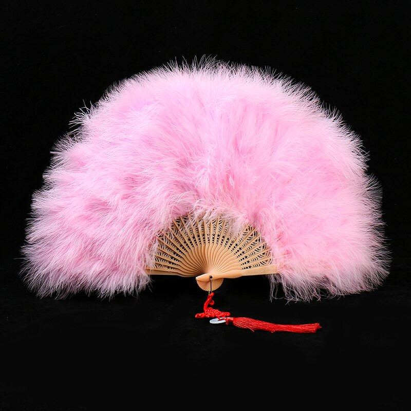 Ventilator cu pene îngroșat Cheongsam Catwalk Performanță pe scenă Evantai de dans în stil antic Evantai de dans de pluș Ventilator pliabil Recuzită de pluș