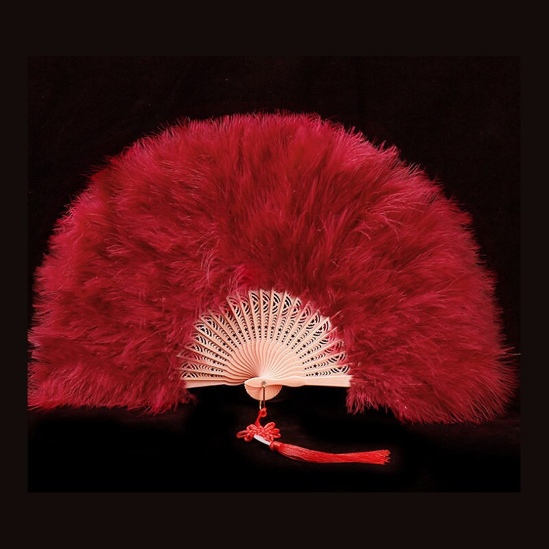 Ventilator cu pene îngroșat Cheongsam Catwalk Performanță pe scenă Evantai de dans în stil antic Evantai de dans de pluș Ventilator pliabil Recuzită de pluș