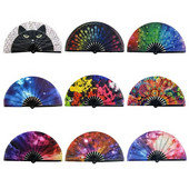 1db nagy összecsukható kézi ventilátor Hajtogatott pont szivárványnyomat Fesztivál kézi ventilátor 33cm nagy összecsukható kézi ventilátor kézi ventilátor ajándéknak