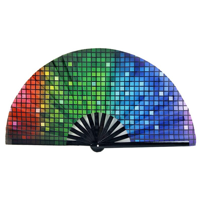 1db nagy összecsukható kézi ventilátor Hajtogatott pont szivárványnyomat Fesztivál kézi ventilátor 33cm nagy összecsukható kézi ventilátor kézi ventilátor ajándéknak