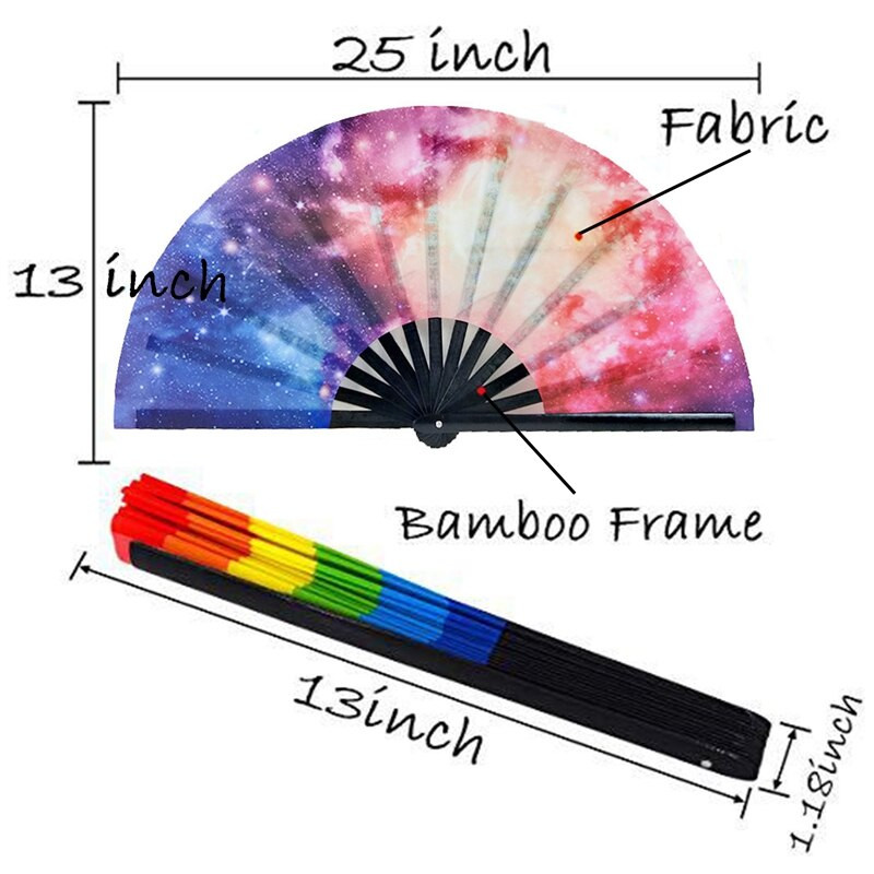 1db nagy összecsukható kézi ventilátor Hajtogatott pont szivárványnyomat Fesztivál kézi ventilátor 33cm nagy összecsukható kézi ventilátor kézi ventilátor ajándéknak