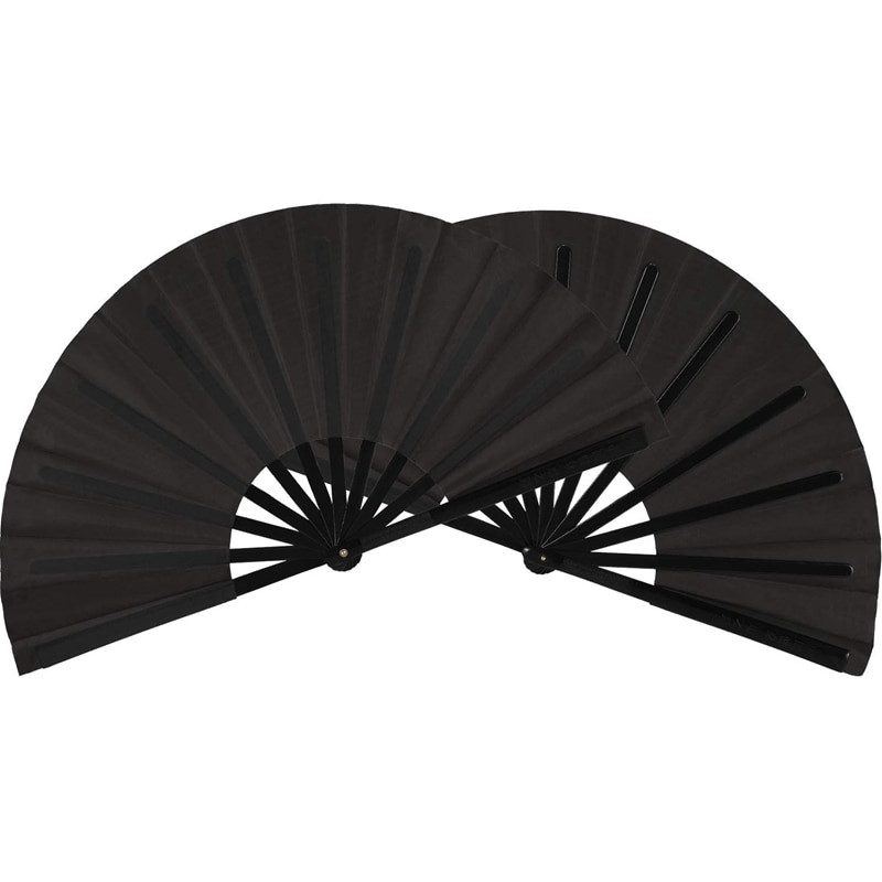 2 db nagyméretű összecsukható ventilátor nylon vászon kézi összecsukható ventilátor kínai kung fu tai chi ventilátor fekete dekoráció összecsukható kézi ventilátor partira