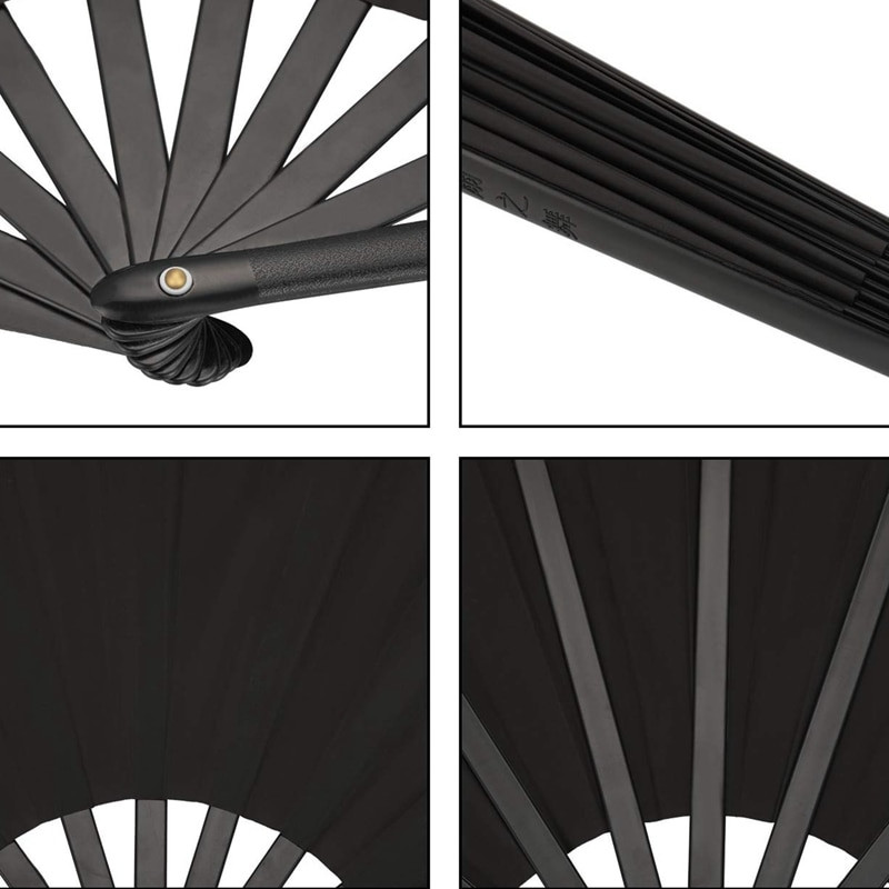 2 db nagyméretű összecsukható ventilátor nylon vászon kézi összecsukható ventilátor kínai kung fu tai chi ventilátor fekete dekoráció összecsukható kézi ventilátor partira