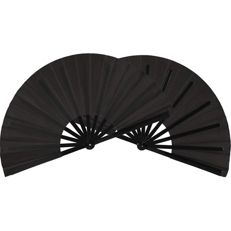2 db Nagy összecsukható ventilátor nylon vászon kézi összecsukható ventilátor kínai kung fu tai chi ventilátor fekete dekoráció összecsukható kézi ventilátor partira