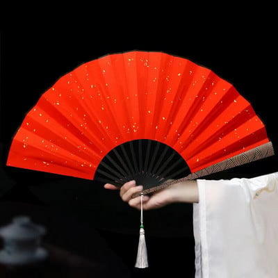 egyszínű nagy összecsukható ventilátor- Bambusz és fa vászon kézi ventilátor kültéri hordozható összecsukható ventilátor lakberendezési kézműves betűkkel ajándék