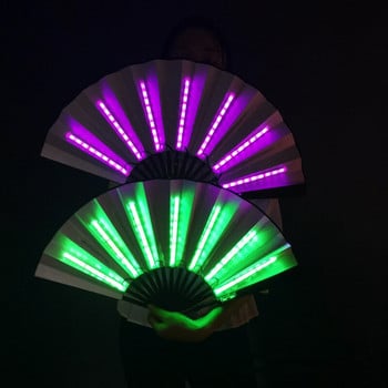 Fashion Bar Fan Ins Φωτεινές ντίσκο Fan Trend Electric Syllable Party Performance Props Flash Folding Folding Wedding Party Fans