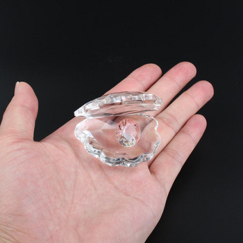 Кристална стъклена морска раковина Фигурка Suncatcher Колекционерска сладка скулптура от стриди Сватбена украса (2 части)