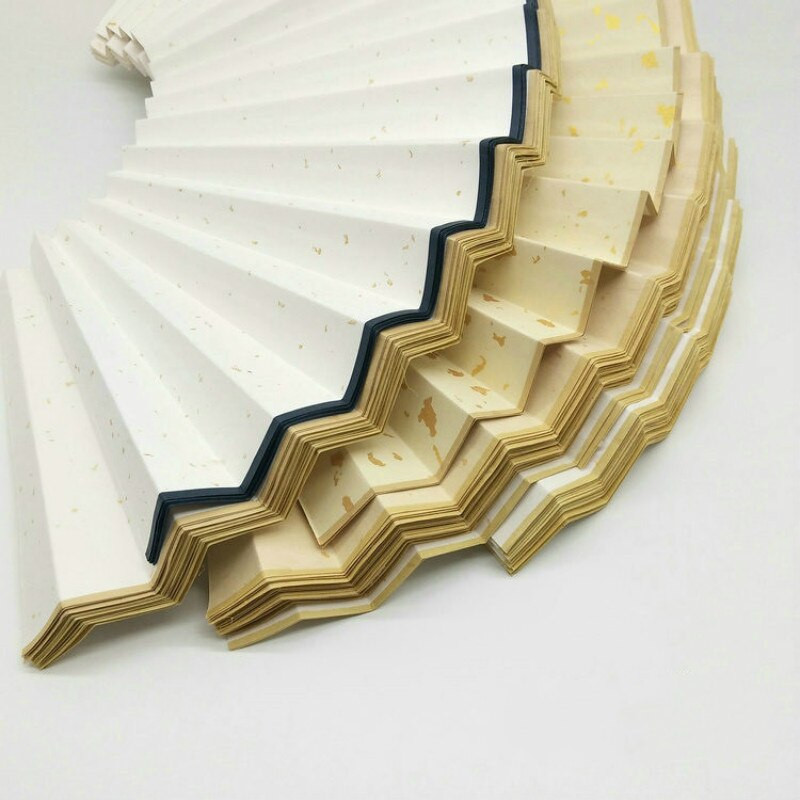 Kínai vintage stílusú Xuan papír, összecsukható ventilátor, félig érett Xuan papír legyezőfelület kalligráfiai festmények készítéséhez