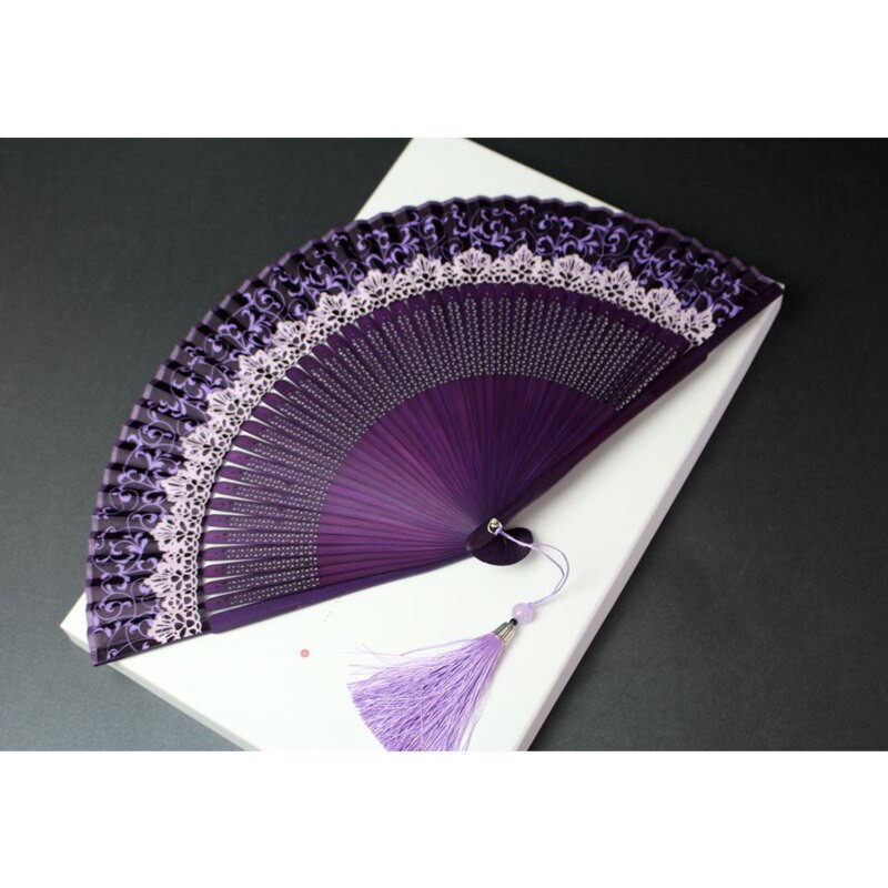 Ručna lepeza od bambusa kruna koja mijenja boju Ženska sklopiva lepeza od čipke Sklopiva lepeza za modnu pistu koja mijenja boju Hanfu fotografska lepeza tamno zelena