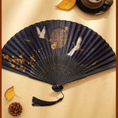Ventilator de mână Hanfu chinezesc Ventilator pliabil de mână pentru doamnă 21 cm Ventilator de dans din bambus chinezesc de epocă Ventilator portabil Ventilator zilnic de vară pentru petrecere