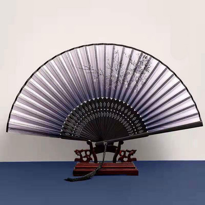 Ventilator de mână Hanfu chinezesc Ventilator pliabil de mână pentru doamnă 21 cm Ventilator de dans din bambus chinezesc de epocă Ventilator portabil Ventilator zilnic de vară pentru petrecere