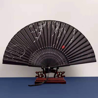 Ventilator de mână Hanfu chinezesc Ventilator pliabil de mână pentru doamnă 21 cm Ventilator de dans din bambus chinezesc de epocă Ventilator portabil Ventilator zilnic de vară pentru petrecere