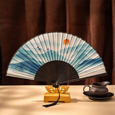 Ventilator de mână Hanfu chinezesc Ventilator pliabil de mână pentru doamnă 21 cm Ventilator de dans din bambus chinezesc de epocă Ventilator portabil Ventilator zilnic de vară pentru petrecere