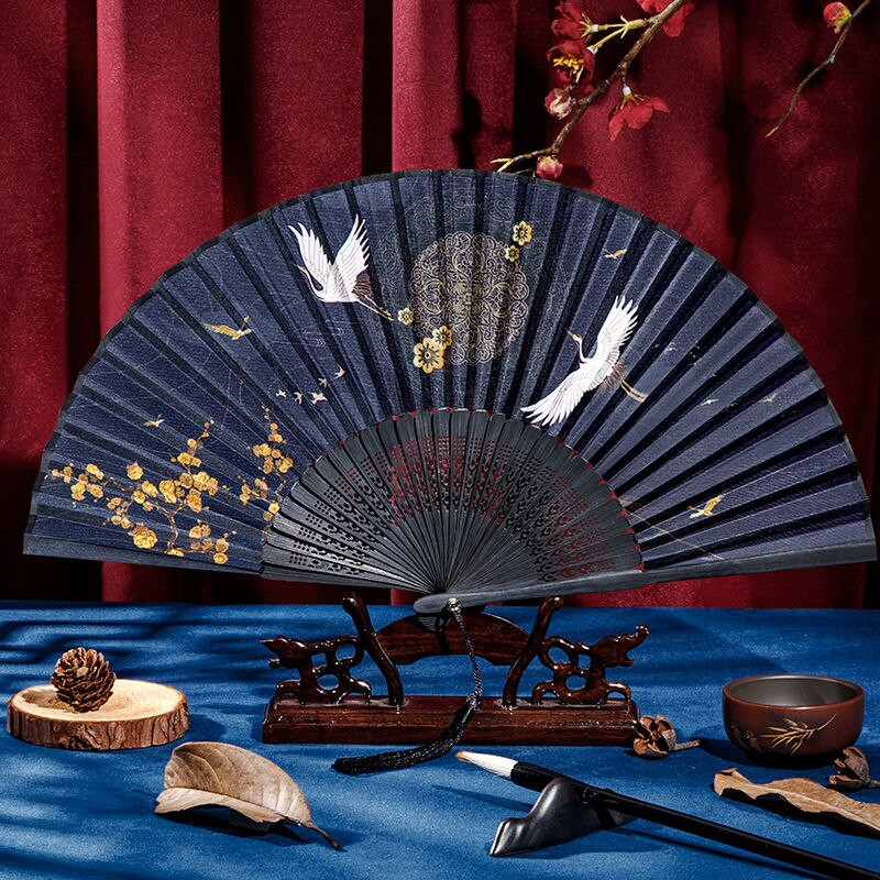 Ventilator de mână Hanfu chinezesc Ventilator pliabil de mână pentru doamnă 21 cm Ventilator de dans din bambus chinezesc de epocă Ventilator portabil Ventilator zilnic de vară pentru petrecere