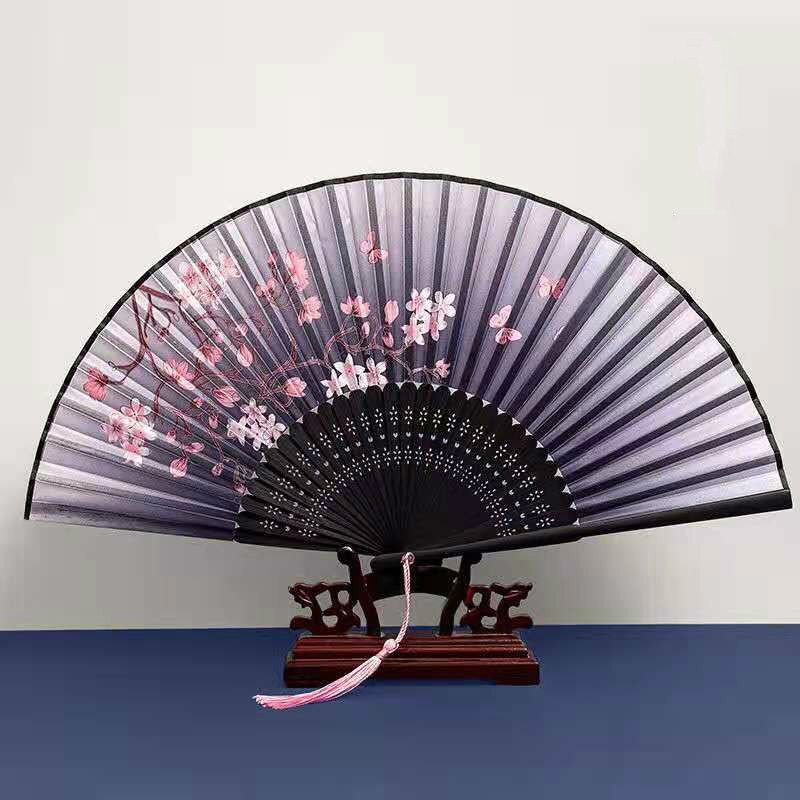 Ventilator de mână Hanfu chinezesc Ventilator pliabil de mână pentru doamnă 21 cm Ventilator de dans din bambus chinezesc de epocă Ventilator portabil Ventilator zilnic de vară pentru petrecere