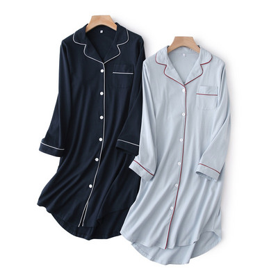 Moteriški laisvalaikio naktiniai marškiniai ilgomis rankovėmis