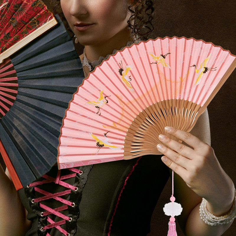 Ventilator de mână Evantai de mână, mătase, japonez, chinezesc, pliabil, decor vintage, perete decorativ, dans, mare, oriental, retro