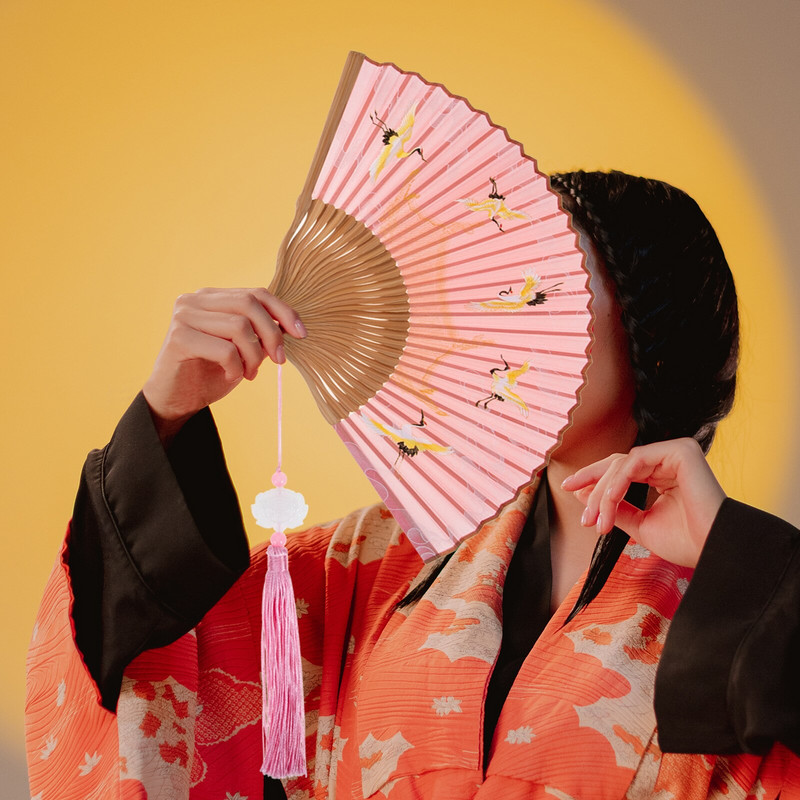 Ventilator de mână Evantai de mână, mătase, japonez, chinezesc, pliabil, decor vintage, perete decorativ, dans, mare, oriental, retro