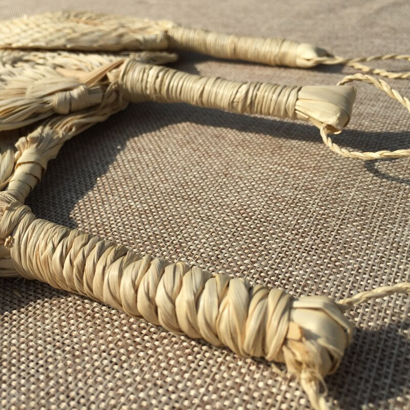 Rankų šiaudeliais austi vėduoklė Vintage vasaros rankų darbo stilinga 2019 m. nauja mada nešiojamas ZJM9177