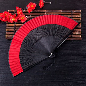 Baked Paint All-Black Fan Fold Chinese Wind Women\'s Classic Dance Craft Fan Burst Fan