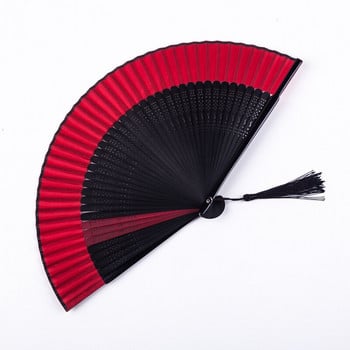 Baked Paint All-Black Fan Fold Chinese Wind Women\'s Classic Dance Craft Fan Burst Fan